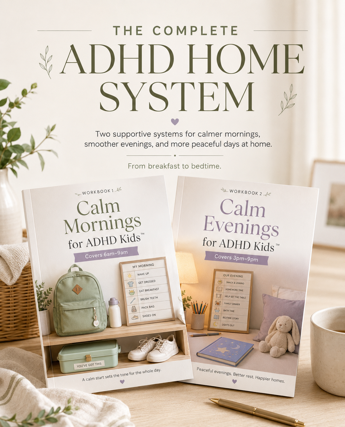 Calm Mornings and Calm Evenings ADHD Home System bundle